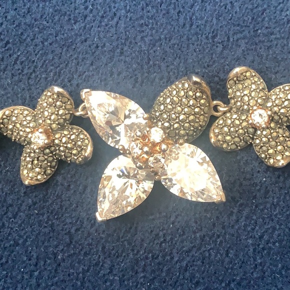 Judith Jack Rare Marcosite Crystal Flower Sterling Necklace - Picture 3 of 7